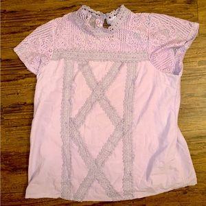 Cute Lilac Crochet Lace high neck top